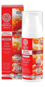 Дневной крем для лица Natura Siberica Day Face отбеливающий SPF 30 сибирские ягоды и натуральный активный экстракт из корня куркумы SabiWhite