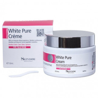 Крем отбеливающий для лица SKINDOM WHITE PURE CREAM - крем, придающий коже гладкость и сияющий вид, 50 мл